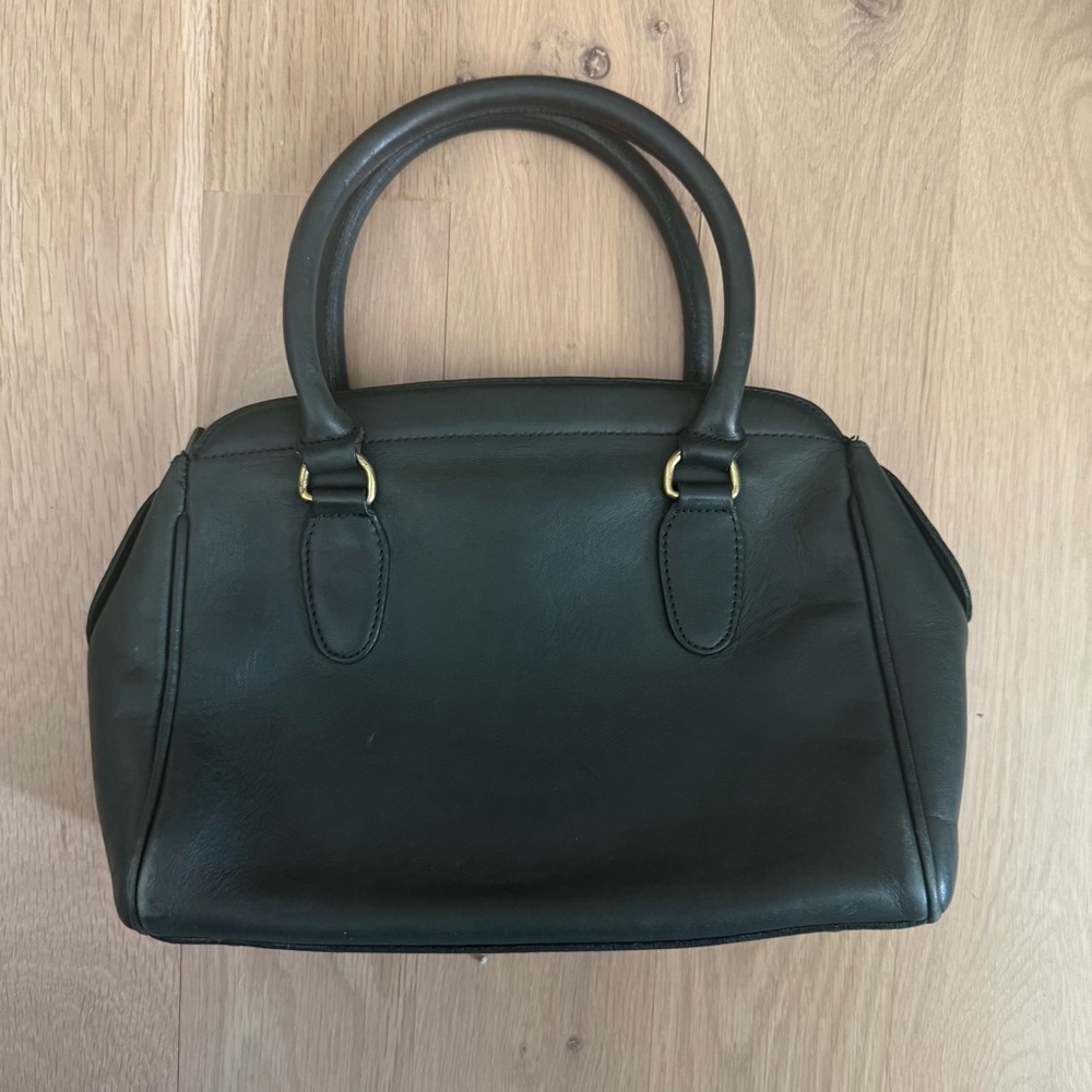 Vintage Forest Green Genuine Leather Handbag